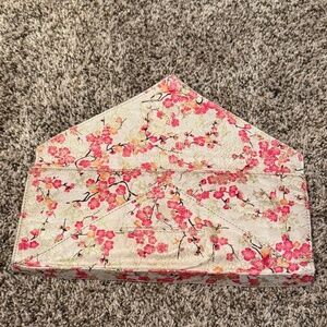 Floral Envelope Clutch Cream Pink Gold Evening Bag